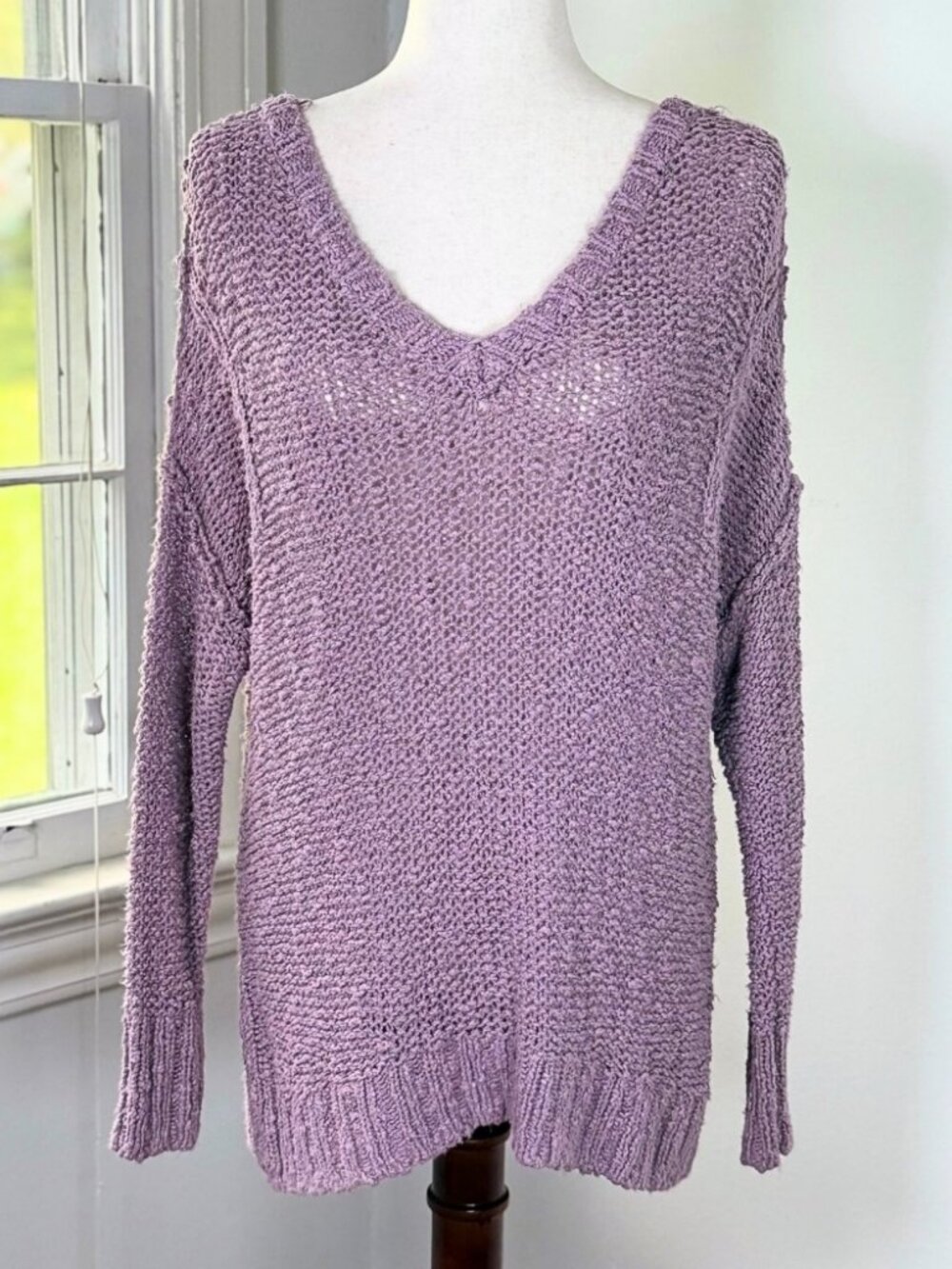Slouchy Oversized Lilac Drop Shoulder Knit Sweater Medium Hollister Minimalist